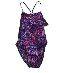 Nike HydraStrong Multi Animal Print Cut Out One Piece Swimsuit Women's Size 14